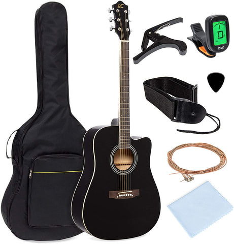 Best Choice Products 41in Full Size Beginner Acoustic Cutaway Guitar Set